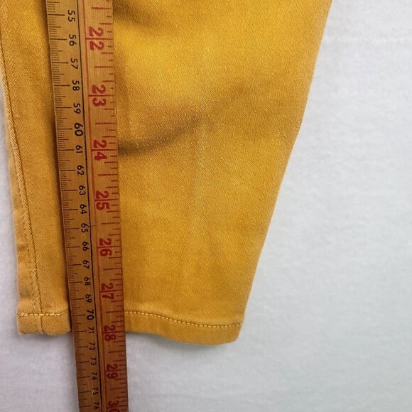 Michael Kors IZZY Jeans Y2K Mustard Gold Metal Logo Skinny Size 4 - Picture 10 of 10
